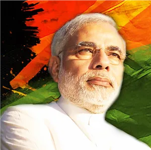 Narendra Modi Against Tri Color Background PNG image