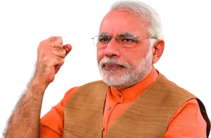 Narendra Modi Raised Fist Pose PNG image