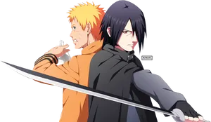 Naruto_and_ Sasuke_ Back_to_ Back PNG image