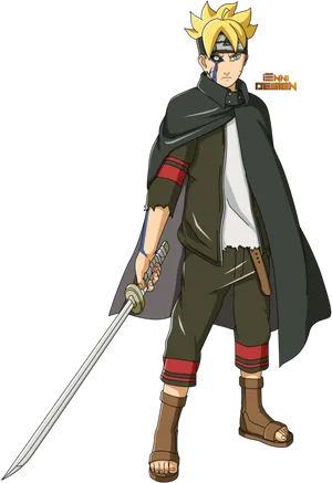 Naruto_ Uzumaki_ Hokage_with_ Sword PNG image