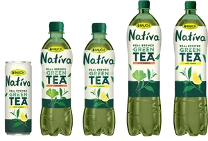 Nativa Green Tea Bottlesand Can PNG