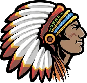 Native American Chief Feather Headdress Illustration PNG image