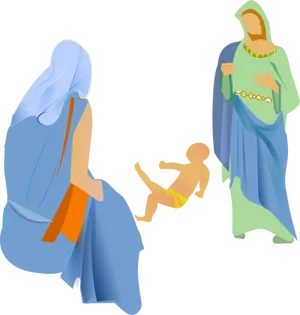 Nativity Scene Mary Joseph Baby Jesus Vector PNG image