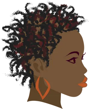 Natural Curly Hairstyle Profile Illustration