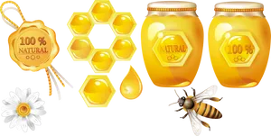 Natural Honey Themed Graphic Elements PNG image