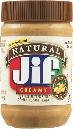 Natural Jif Creamy Peanut Butter Jar PNG