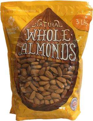 Natural Whole Almonds Packaging3lbs PNG image