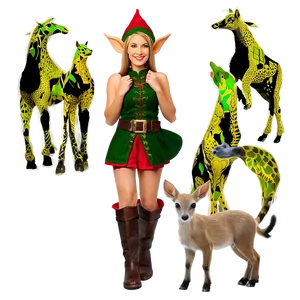 Nature Elf With Animals PNG 85