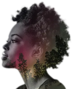 Nature Inspired Hairstyle Profile PNG image