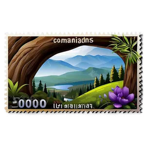 Nature Scenery Postage Stamp PNG 06122024