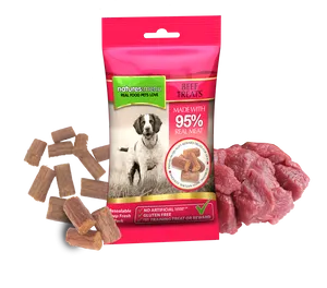 Natures Menu Beef Treats Dog Food Package PNG