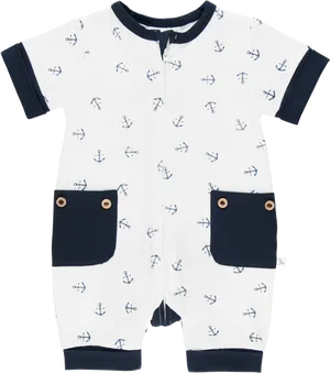 Nautical Theme Baby Romper PNG image