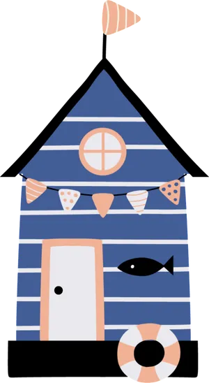 Nautical Theme Beach House Vector PNG image