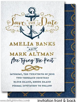 Nautical Wedding Savethe Date Card PNG image