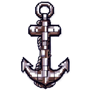 Navy Anchor In Pixel Art PNG Kda