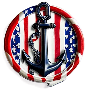 Navy Anchor With American Flag PNG 80