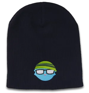 Navy Beanie Cartoon Embroidery PNG image