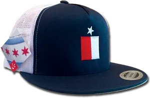 Navy White Mesh Baseball Capwith Flag Patch PNG