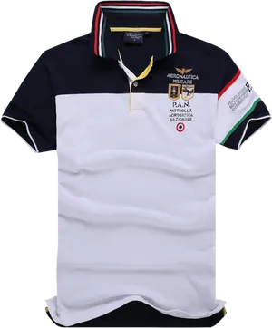 Navy White Polo Shirtwith Emblems PNG image