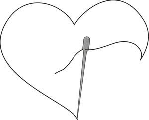 Needle Threaded Heart Outline PNG image