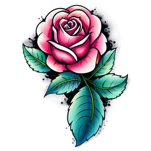 Neo Traditional Rose Tattoo Sketch PNG 05252024