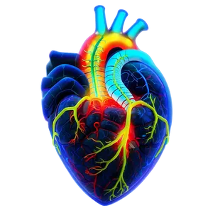 Neon Anatomical Heart PNG 06122024