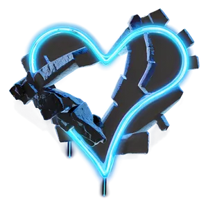 Neon Black Broken Heart PNG 06252024