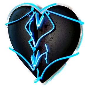 Neon Black Broken Heart PNG Weq