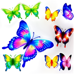 Neon Butterflies PNG Hqr69