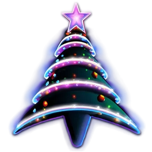 Neon Christmas Tree Star PNG 38