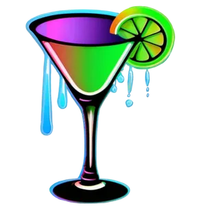 Neon Cocktail Glass PNG Chb PNG