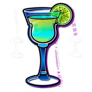 Neon Cocktail Glass PNG Puw