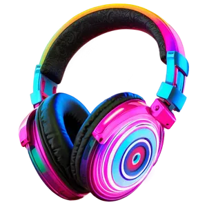 Neon Dj Headphones PNG Klw