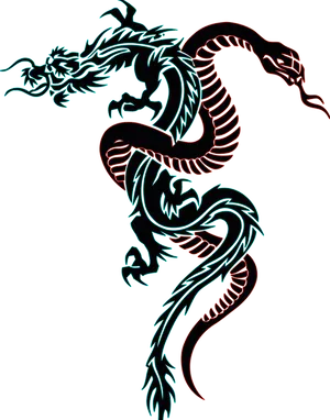 Neon Dragon Tattoo Design PNG image