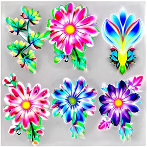 Neon Floral Pattern PNG 84