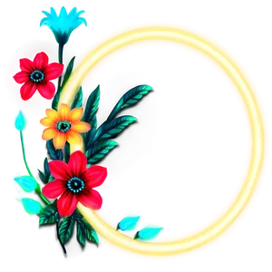Neon Flower Circle PNG 06252024