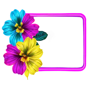 Neon Flower Frame PNG 26