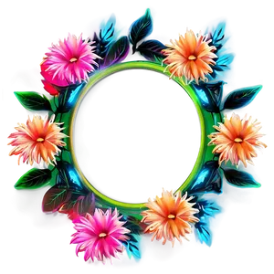 Neon Flower Frame PNG Oww