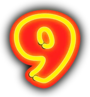 Neon Glow Number9 PNG image