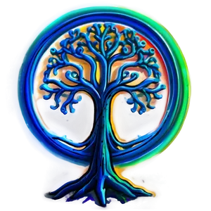 Neon Glow Tree Of Life Concept PNG Luj PNG