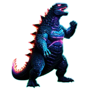 Neon Godzilla Illustration Png Pwf89 PNG image