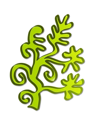 Neon Green Abstract Plant Art