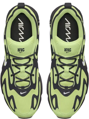 Neon Green Black Sneakers N Y C PNG image