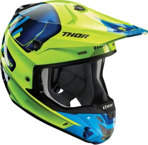 Neon Green Motocross Helmet Thor Brand PNG image