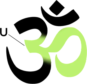 Neon Green Om Symbolon Black Background PNG image