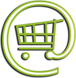 Neon Green Shopping Cart Icon PNG image