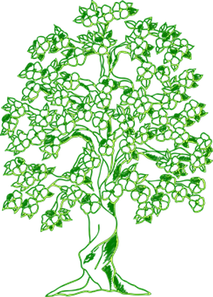 Neon Green Tree Illustration