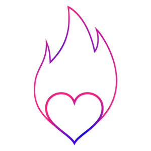 Neon Heart Flame Graphic PNG image