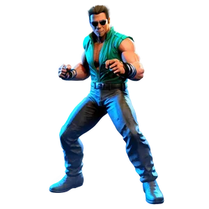 Neon Johnny Cage Artwork PNG Evb