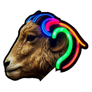 Neon Light Ram Head Sign PNG Tms